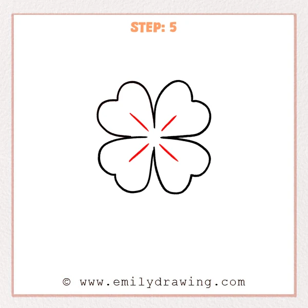 how to draw a four leaf clover - Step 5